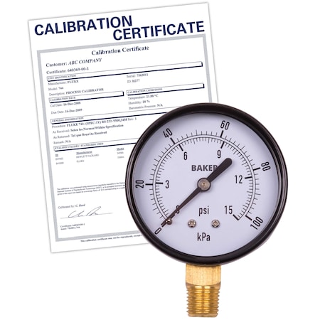 Baker Instruments LVBNA-15P Pressure Gauge, 0-15 PSI,  LVBNA-15P-NIST